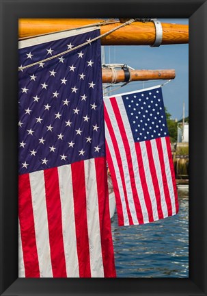 Framed US Flag At The Annual Schooner Festival Print