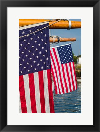 Framed US Flag At The Annual Schooner Festival Print