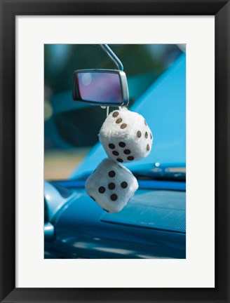 Framed 1950&#39;s Fuzzy Dice At An Antique Car Show Print