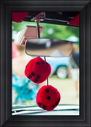 Framed Massachusetts, Cape Ann, Gloucester, Antique Car Show, 1950&#39;s Fuzzy Dice Print