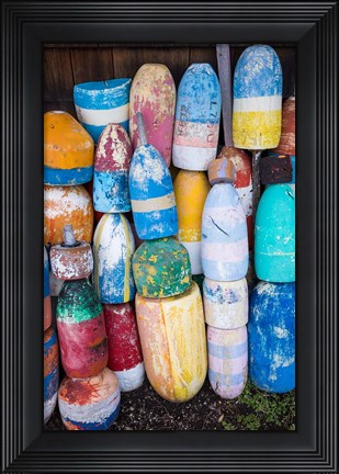 Framed Old Lobster Buoys, Massachusetts Print