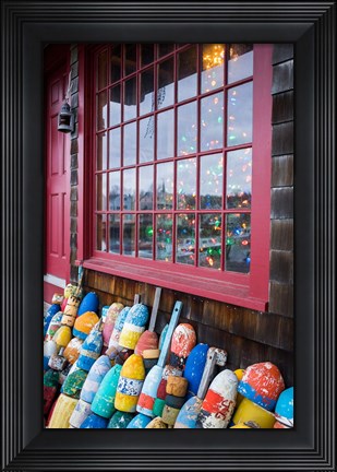 Framed Christmas Tree And Lobster Buoys, Massachusetts Print