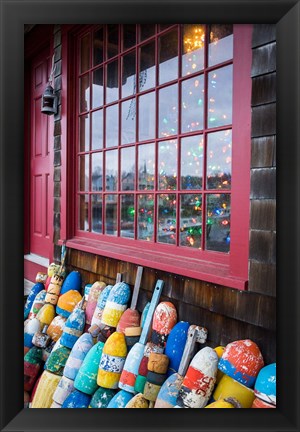 Framed Christmas Tree And Lobster Buoys, Massachusetts Print