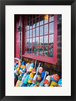 Framed Christmas Tree And Lobster Buoys, Massachusetts Print