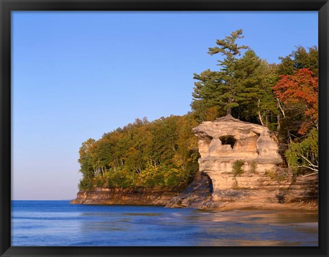 Framed Chapel Rock Overlooks Lake Superior Print