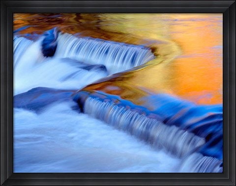 Framed Water Reflecting Fall Foliage, Ontonagon River Print
