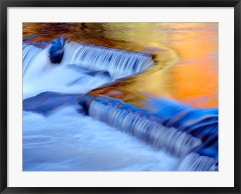 Framed Water Reflecting Fall Foliage, Ontonagon River Print