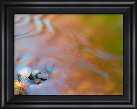 Framed Small Rocks In The Ontonagon River Print