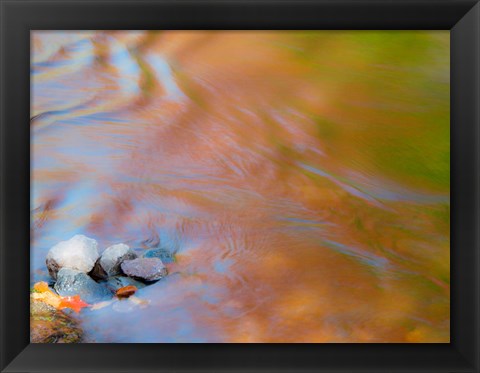 Framed Small Rocks In The Ontonagon River Print