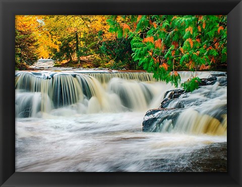 Framed Bond Falls On The Middle Fork Of The Ontonagon River Print