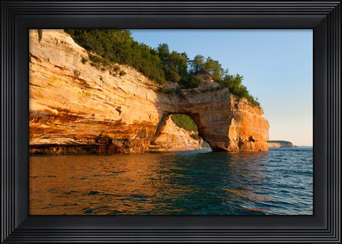 Framed Lovers Leap Arch Along The Lake Superior Shoreline Print