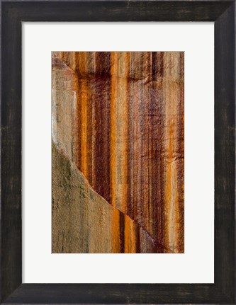 Framed Mineral Seep Wall Detail Along Lake Superior Print