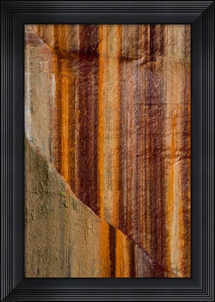 Framed Mineral Seep Wall Detail Along Lake Superior Print