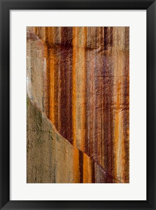 Framed Mineral Seep Wall Detail Along Lake Superior Print