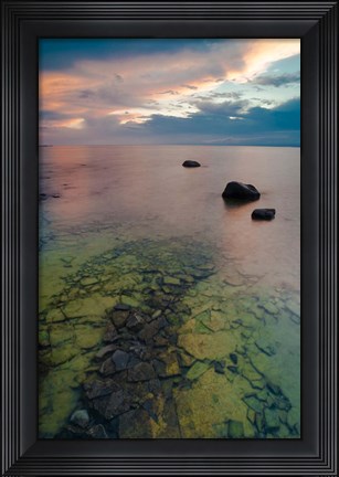 Framed Sunset At Fisherman&#39;s Island State Park On Lake Michigan Print