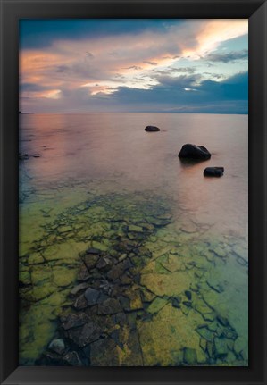 Framed Sunset At Fisherman&#39;s Island State Park On Lake Michigan Print