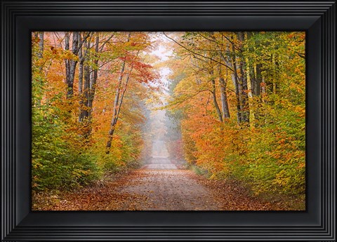 Framed Autumn Road In Schoolcraft County, Michigan Print