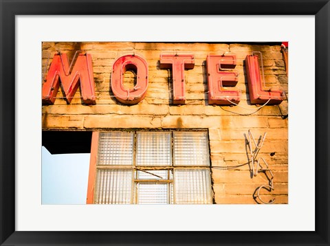 Framed Old Motel Sign, Route 66 Print