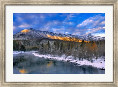 Framed Mcdonald Creek And The Apgar Mountains In Glacier NP Print