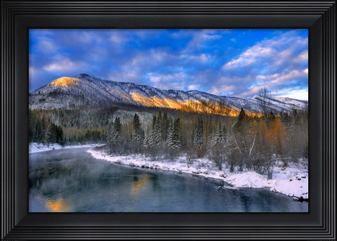 Framed Mcdonald Creek And The Apgar Mountains In Glacier NP Print