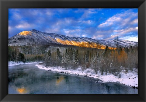 Framed Mcdonald Creek And The Apgar Mountains In Glacier NP Print