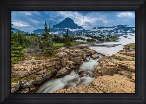 Framed Snowmelt Stream In Glacier National Park, Montana Print