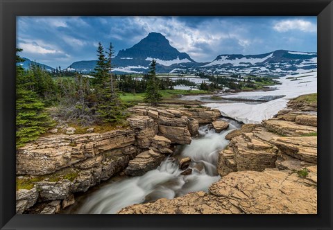 Framed Snowmelt Stream In Glacier National Park, Montana Print