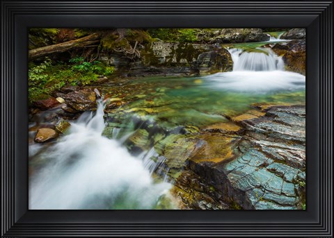 Framed Cascade On Baring Creek, Glacier National Park, Montana Print