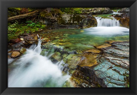 Framed Cascade On Baring Creek, Glacier National Park, Montana Print