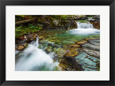 Framed Cascade On Baring Creek, Glacier National Park, Montana Print