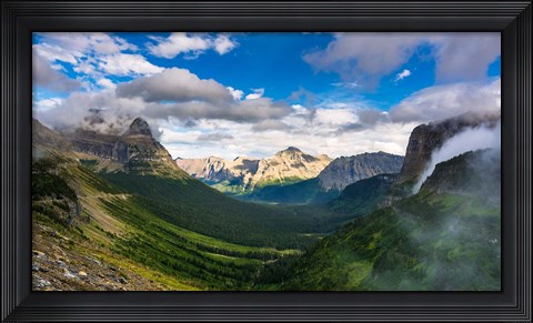 Framed Panorama Of Logan Pass, Glacier National Park, Montana Print