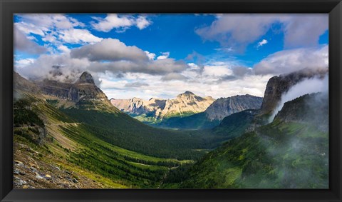 Framed Panorama Of Logan Pass, Glacier National Park, Montana Print