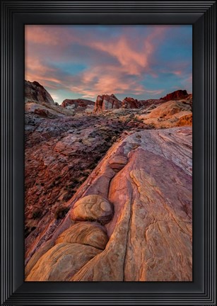 Framed White Dome Trail At Sunset, Valley Of Fire State Park, Nevada Print