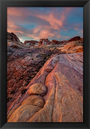 Framed White Dome Trail At Sunset, Valley Of Fire State Park, Nevada Print