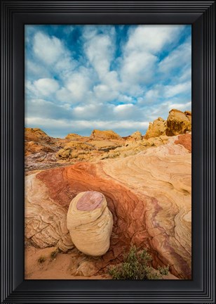 Framed Early Morning Clouds And Colorful Rock Formations, Nevada Print