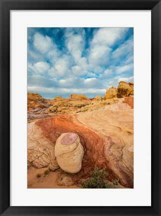 Framed Early Morning Clouds And Colorful Rock Formations, Nevada Print