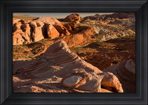 Framed Fire Wave At Sunset, Valley Of Fire State Park, Nevada Print