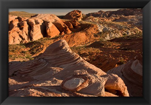 Framed Fire Wave At Sunset, Valley Of Fire State Park, Nevada Print