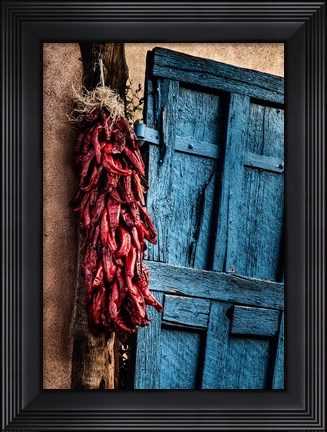 Framed Hanging Chili Peppers, New Mexico Print