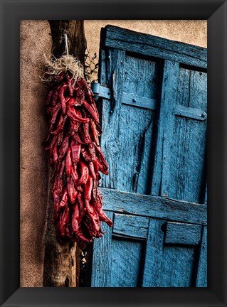 Framed Hanging Chili Peppers, New Mexico Print