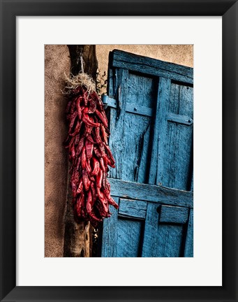 Framed Hanging Chili Peppers, New Mexico Print