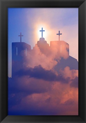 Framed Heavenly Church With Clouds, New Mexico Print