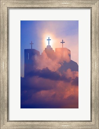 Framed Heavenly Church With Clouds, New Mexico Print