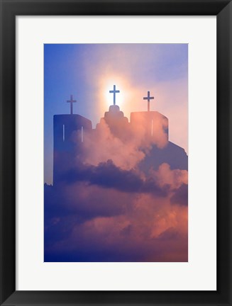 Framed Heavenly Church With Clouds, New Mexico Print