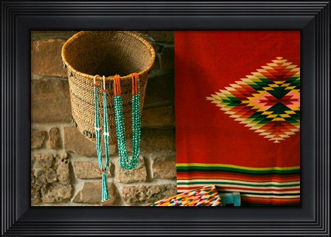 Framed Santa Fe Turquoise Necklaces, New Mexico Print