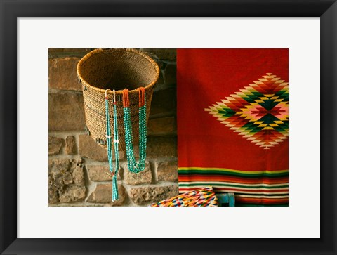 Framed Santa Fe Turquoise Necklaces, New Mexico Print