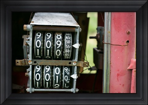 Framed Antique Gas Pump Counting Machine, Tucumcari, New Mexico Print