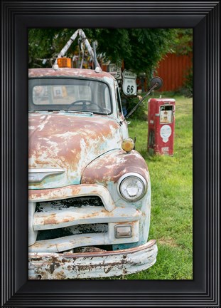 Framed Rusted Antique Automobile, Tucumcari, New Mexico Print