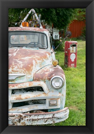 Framed Rusted Antique Automobile, Tucumcari, New Mexico Print