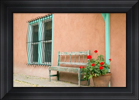 Framed Exterior Of An Adobe Building, Taos, New Mexico Print